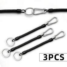 Bộ 3 móc khóa lò xo rút gọn chịu lực cao, đế nhỏ gọn 16cm, có thể kéo dài đến 110cm, với cơ chế rút nhanh dạng xoắn ốc và mở rộng mượt mà, được làm từ chất liệu TPU bền chắc, được thiết kế như một dây đeo chống thất lạc, thích hợp cho câu cá, cắm trại ngoài trời, leo núi, du lịch và sắp xếp chìa khóa hoặc đồ dùng hàng ngày cho cả nam và nữ, nhỏ gọn và đa năng cho mọi hoạt động ngoài trời hoặc sử dụng hàng ngày. - màu đen - Xem 7