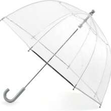 Automatic Open Close Umbrellas For OneHand Use The Weather Station 's Dome Bubble Rain Umbrella Clear Fiberglass Frame Windproof Lightweight Stick Full 36 Inch Arc Compact Travel Umbrellas For Backpacks