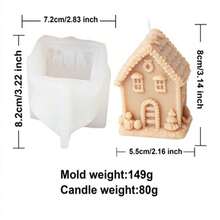 Molde de Silicone para Vela em Forma de Casa de Natal 3D, Molde DIY para Castelo, Homem de Gengibre Feito à Mão, Sabão, Gesso, Decoração de Presente e Festival de Natal