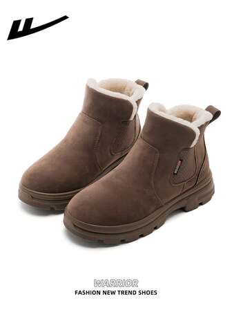  WARRIOR 1 双女式保暖厚雪地靴，2025 秋冬新品，筒形设计，厚底，时尚短筒靴，一脚蹬，户外冬鞋