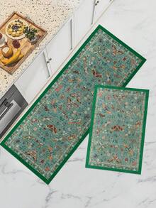 1 pieza Alfombra de cocina antifatiga, cojín de piso, alfombra de cocina verde, tapete de pie ergonómico, adecuado para bar, restaurante, decoración navideña del hogar