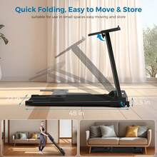 Portable Home Treadmill, With Handrails, Foldable, LED Display, 3.0HP Silent Brushless Motor, Capable Of Supporting 300 Pounds, White/Black, Home Office Fitness Treadmill, Compact Portable Exercise Equipment, Space-Saving, Essential For Apartment Workouts - 查看 5