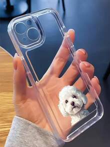 Crystal Clear Space Case Full-Body Shockproof TPU Material Little Teddy Dog Pattern Design Precision Cutouts For IPhone And  Perfect Fit To Handle Everyday Drops And Lmpacts - Trong sáng - Xem 5