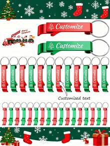 1/10 piezas Abrebotellas personalizado con llavero, personalizable con nombre/logotipo/texto, con temática navideña a granel para recuerdos de fiesta, regalos corporativos, decoraciones de boda y Año Nuevo, de acero inoxidable duradero y fácil de limpiar - Adecuado para eventos promocionales, fiestas navideñas y recuerdos para invitados