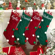 Personalized Christmas Stockings, Customizable Name Christmas Stockings, 2025 Embroidered Knitted Christmas Stockings, Christmas Family Stockings, Lettered Stockings, Holiday Stockings, Personalized Christmas Ornaments, Christmas Home Decorations, Christmas Family Gifts