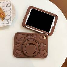 1个可爱小熊造型360°旋转平板电脑支架保护套,兼容iPad 7/8/9、iPad Air 5/4/3(第九代,10.2英寸)、iPad Pro 11英寸(2021/2022款),硅胶全包保护套 - 棕色 - 查看 5
