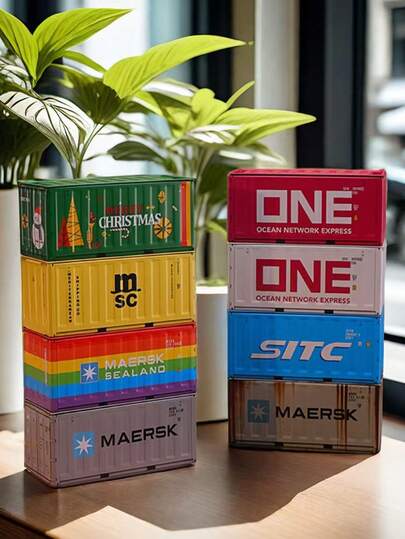 1 Stück Mini Container Ausstellungsbox, kreativ, Miniatur Modell Figuren Dekoration, Vintage Industrie Stil Eisen Container Aufbewahrungsbox, Geschenkbox