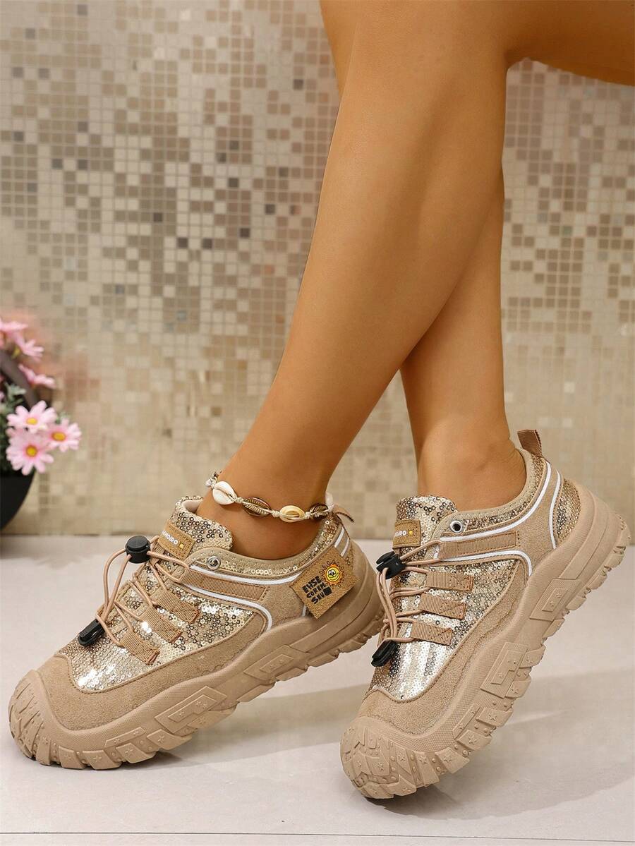 Women's Casual Sports Shoes, New Versatile Patchwork Platform Outdoor Hiking Shoes, Suitable For Everyday Wear, Camping, Trekking, Timeless Style, Comfortable, Leading Fashion