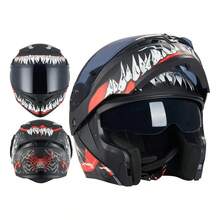 Casco Abatible Certificado Dot Para Moto Negro My-90 Mocoerl - Red Casco venomo - Ver 1