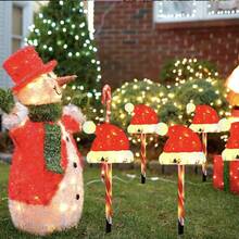 Luces de Navidad solares 5 en 1 (Casa roja/Gorro de Papá Noel) - 8 modos de iluminación Luces decorativas de Navidad/Interruptor de botón, Luces de plástico duradero, Adecuado para exteriores, jardín, centro comercial, caravana, camping, boda, césped, fiesta en el patio trasero, decoración del jardín, decoración navideña