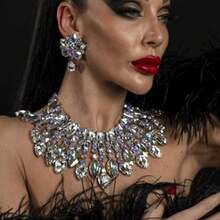3PCS New Exaggerated Multi-Layer Necklace And Earring Set High-End Accessories For Banquet Evening Dresses Luxurious Elegant Women's Jewelry Set - 10-2085 金色01套裝 - 查看 1