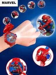  Marvel ny flipfodraldesign projektion lysande tecknad hjälte elektronisk tonårsklocka, Spider-Man-klocka tonårspresent, unisex klocka med tecknat tryck