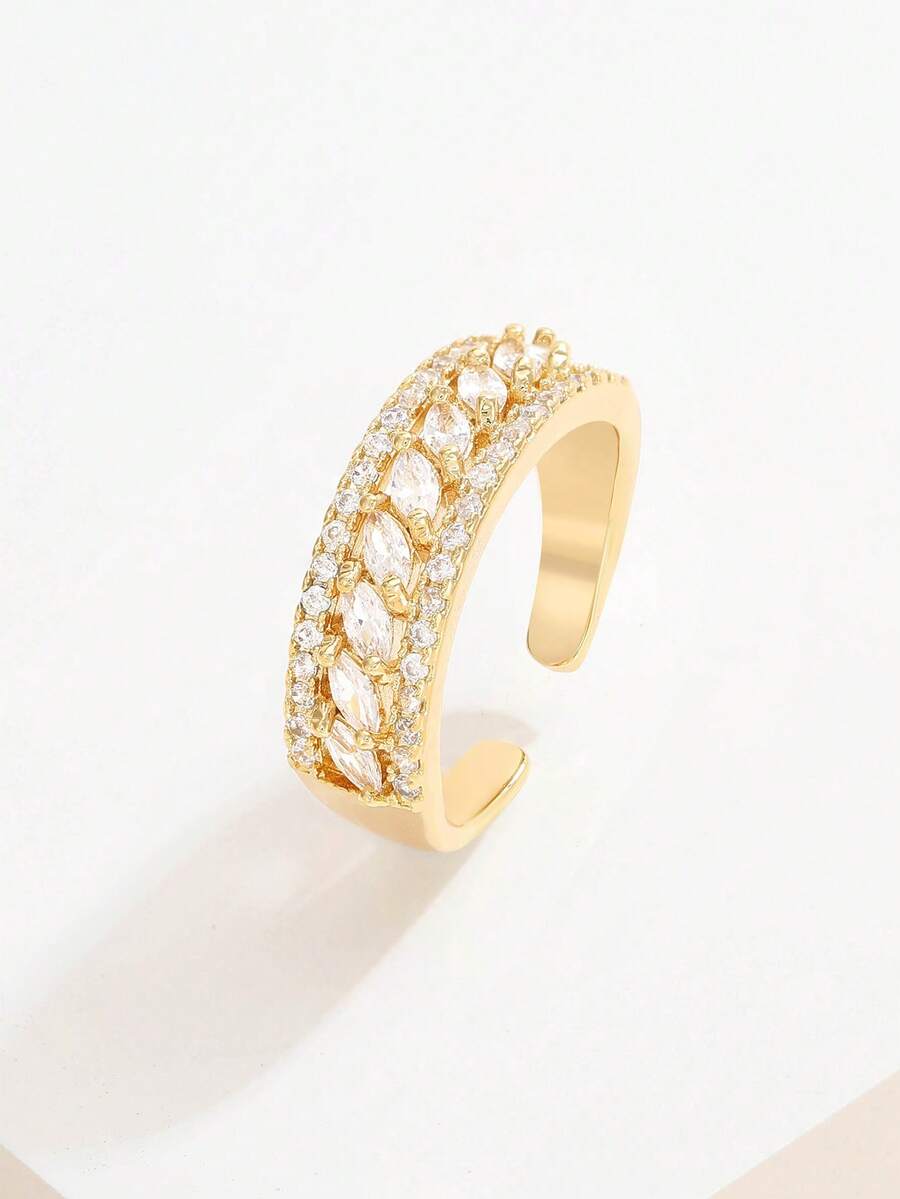 1pc 14k Gold Fashionable Golden Ear Of Rice Ring For Women's Daily Wear