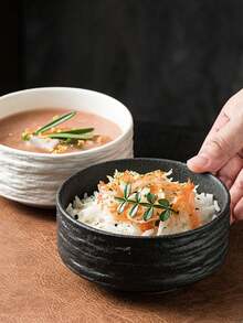 1 Marble Patterned Bowl, High-End Single Serving Grain/Rice Bowl, Suitable For Creative Rock Patterned Bowls In Kitchens And Restaurants, High-End Home Feel, Single Person Rice Bowl, New Plastic Bowl, Dessert Bowl, Commercial Black Bowl, Small Bowl