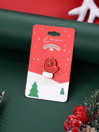 1pc Zinc Alloy Colorful Enamel Christmas Element Shaped Brooch, Suitable As Clothing Or Scarf Accessory For Women At Christmas Parties