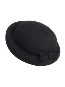 HIMESPORT Autumn/Winter Black White Hepburn Style Wool Felt Fascinator Hat Tea Party Dress Formal Church Wedding Cocktail Dome Hats With Bow