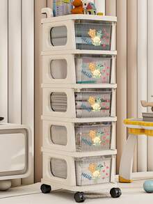 1 pieza Carrito de almacenamiento con ruedas y cajón transparente, organizador con ruedas y múltiples capas, adecuado para guardar calcetines/pañuelos/artículos varios, apto para mesita de noche/dormitorio/sala de estar/baño/cocina