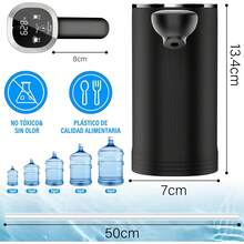 Dispensador de Agua Garrafon, Portátil Despachador de Agua USB Recargable, Bomba deAgua Garrafon Automático, Universal Interruptor de dispenser Pantalla Digital Rápido 2 Motores - Blanco - Ver 10