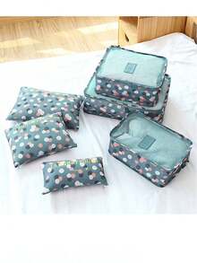 1/6pcs Travel Organizer Set - Foldable Luggage Organizer Bags, Large Capacity Waterproof Packing Cubes, Shoe Bags, Drawstring Bags, Toiletry Bags, Lingerie Bags, Cosmetic Bags, Organizer Pouches To Easily Organize Clothes, Suitable For Pens, Eyeshadow Brushes, Sanitary Pads, Lipsticks, Makeup Brushes, Eyeliners, Lip Glosses, Skincare, Toothbrush Holders, Soaps, Shampoos, Combs, Watches, Phones, Necklaces, Jewelry, And Electronics - Blue Spots - View 21