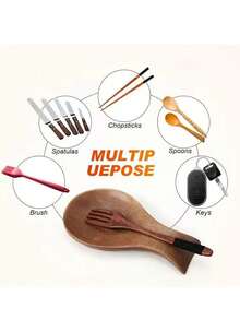 1 pieza Estante de cucharas de madera, soporte resistente al calor para utensilios de cocina, organizador de herramientas de cocina para cucharas, espátulas, brochas, cucharones, etc.