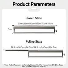 FOOKE 1pc Ivory Pull-Out Sliding Clothes Hanger, Convenient And Multifunctional Wardrobe Storage, With Painted Metal Hangers, Heavy-Duty Adjustable Hanging Rod, Space-Saving Aluminum Hanger Rod, Suitable For Bedroom Closet, Apartment, Dorm - White - View 8