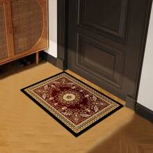 1pc Elegant Mandala Flower Pattern Large Area Mat - Soft, Dust-Proof, Machine Washable, Anti- Mat For Living Room, Bedroom, Or Dining Area, Rich Reddish-Brown With Golden Accents, Intricate Floral Design, Perfect For Banquet Or Game Room Decor, Soft Polyester Mat Christmas Decor Kitchen Rug