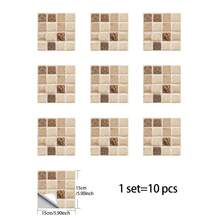 10 miếng dán tường hình gạch mosaic, giấy dán tường phẳng bằng PVC hiện đại, dễ dán, thích hợp cho nhà cửa, nhà bếp, phòng ngủ, trang trí tường. - Nhiều màu - Xem 13