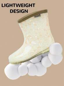 新款儿童雨靴，中筒设计，防水防滑，经久耐用，适合幼儿女童 - 白色 - 查看 2