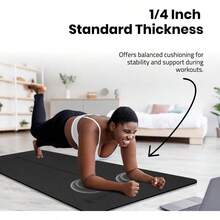 - Alfombrilla de yoga ancha para hombres y mujeres 72 pulgadas de largox 36 pulgadas de anchox 14 pulgadas de grosor antideslizante para fitness y ejercicio con marcas de - Negro liso - Ver 7