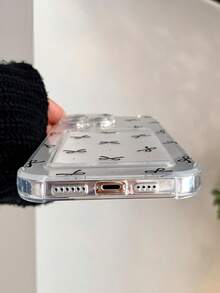 1 件蝴蝶结绘画图案透明卡夹全覆盖防摔 TPU 简约手机壳适用于 11 12 13 15 14 16 17 Pro Max