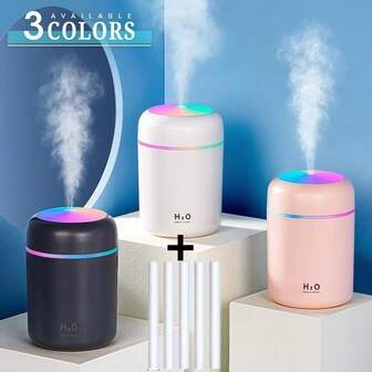 1pc 300ml USB Powered Colorful Mini Humidifier With 5 Filter Elements, Suitable For Home, Office, And Car - Multi-Color Options, Daily Humidification, Prevents Dryness