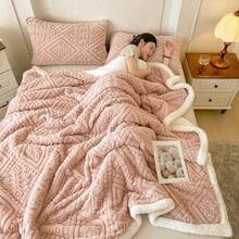 1pc Double-Layer Thick & Super Soft Petting Cat Faux Fur Blanket, European Style Flannel Sherpa Throw Blanket, Stylish & Warm For Bedroom, Living Room, Sofa, Office Nap, Christmas, Halloween Decor, Travel, Machine Washable