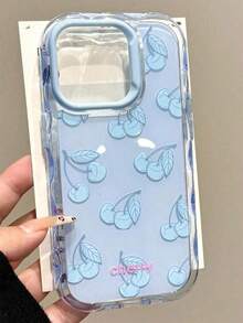 1pc Aesthetic Thin Sky Blue Personalized Line Design Phone Case Compatible With IPhone 16, 15, 14, 13, 12 Pro Max, 11, Korean Cute Shock-Proof Phone Cover, Gift For Girls, Compatible With IPhone 17/17 Pro/17 Pro Max/17 Airfunda Para Phone,Apple16,Cover De Phone,Cell Phone Case,Funda Para Apple 17 Pro - 全屏櫻桃 - 查看 4