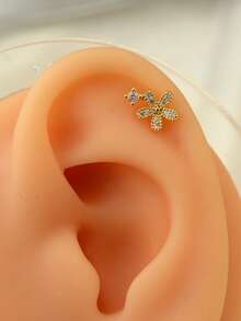 1 pieza Pendientes de botón con flor de acero inoxidable de 20G con cierre de rosca para mujeres, joyas para perforaciones múltiples estándar en daith, snug, cartílago, concha, hélix, antitragus y lóbulo con CZ