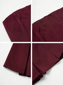 Unadoll Women's Strapless, Backless, Ruched, Sexy, Elegant Vacation, Date, Back To School, Music Festival, Cocktail Party, Formal Solid Color Mini Skirt - Burgundy - View 11