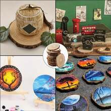 1 Pc Large Wood Slices, Natural Wood Slices, Unfinished Wood Centerpieces For Tables, Wood Slices For Centerpieces, For Display,Crafts,Painting,Table Decor,Wood Burning,DIY Crafts, And Home Decor,Rustic Wedding Decorations Valentines Orname - Brown - View 6