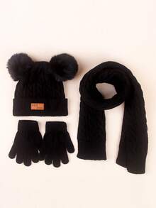 3pcs Kids/Toddlers/Infants Knitted Hat, Scarf And Gloves Warm Set, Winter - Twisted Hat - View 7