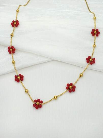 18K Gold Plated Stainless Steel Petal Necklace, Suitable As Christmas, Birthday, Valentine's Day Gift For Her, Also Suitable For Vacation, Party, Halloween Wear