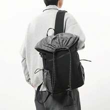 Zaino da donna in nylon leggero e resistente di grande capacità - Spallacci regolabili, chiusura a coulisse, zaino casual da viaggio, escursionismo e uso quotidiano (cachi/nero), zaino da viaggio