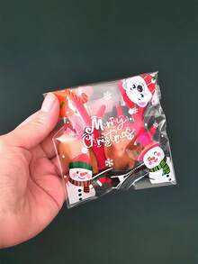 100个圣诞透明自粘礼品袋 - 圣诞老人/雪人/驯鹿/圣诞树图案 | 适用于小礼物、糖果、零食、饼干和雪花脆片包装 - 彩色 - 查看 7