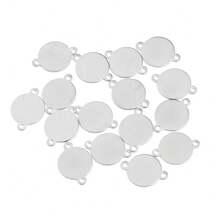 10 件/包镀金不锈钢圆形带孔吊坠，简约设计钛钢标签，适用于激光雕刻、宠物标签、DIY 珠宝 - 雙吊吊牌 - 查看 23