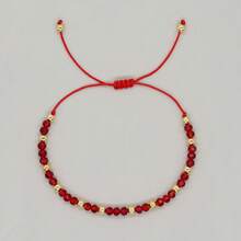 1 pieza/Bohemio/Nuevo Chino/Pulsera con cuentas de cristal y doradas, Pulsera de la suerte/Representa dinero y prosperidad, Adecuado tanto para hombres como para mujeres, Apropiado para diversas ocasiones, Regalo para amigos y familiares