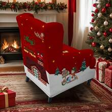 1 set de 2 huse de scaun cu imprimeu Moș Crăciun, tigru, pentru canapea cu un singur loc, rezistente la praf, pentru living, dormitor, hotel, husă de scaun aplicabilă în toate anotimpurile, cu cotiera, husă de scaun cu fund elastic gros