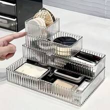 Großer Kapazität Acryl Make-up Aufbewahrungsbox, multifunktionale Beauty-Tool Präsentationsbox, mehrteiliges geteiltes Aufbewahrungsfach, Maniküre-Werkzeuge, Kosmetik-Aufbewahrungsbox, Schminktisch-Organizer, Schreibtisch- und Schrankspeicherbox, Badezimmer-Accessoires, Gesichts- und Schubladenorganizer, Mehrzweck-Organizer für Zuhause