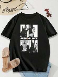 Audioslave Soul Power S T-Shirt For Women Couple Tees Matching Shirts Band Merchgraphic Tees Men Shirts Streetwear White Shirt Black Shirt - 黑色 - 查看 1