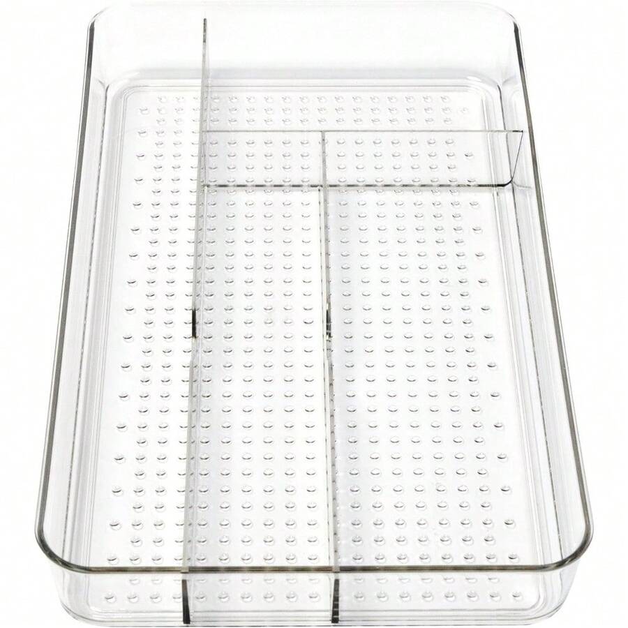 Small Cutlery Organizer Tray, 4-Compartment Utensil Drawer Divider, Black - Clear - 查看 1