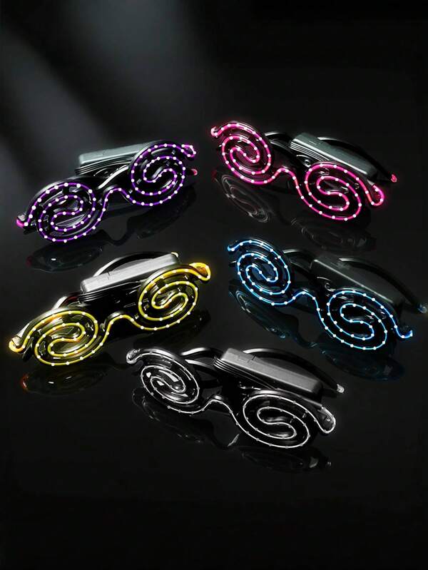 1 para spiralnych migających okularów LED z bateriami w zestawie, fajne upominki na imprezę Rave na Halloween, Boże Narodzenie, koncerty, kluby, urodziny