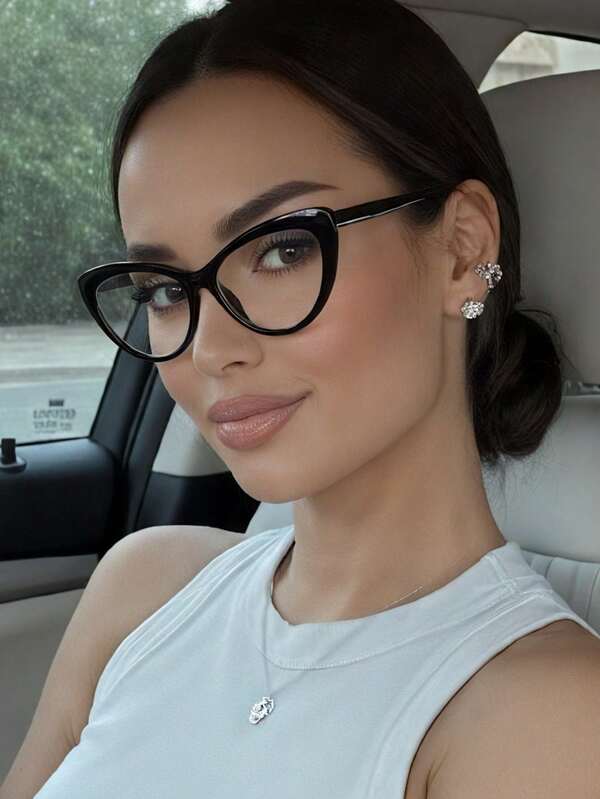 نظارات شمسية بعدسات واضحة على شكل عين القطة، اكسسوارات الأعياد المجيدة