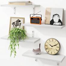 Tomnk 4/6pcs Wood Floating Shelves, Rustic Brown - Wall Mounted, Farmhouse Shelf For Bedroom & Bathroom Decor - Nhiều màu - Xem 19