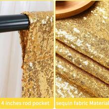 2pcs Gold Christmas Decorative Curtains, Made Of Shiny Gold Fabric - Multicolor - View 5